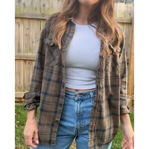 Wituli Olive + Navy Faded Flannel Shirt